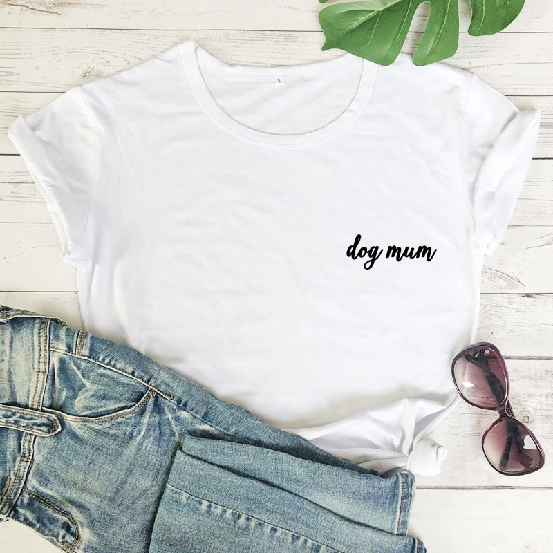 dog mum pocket tshirt cute women short sleeve