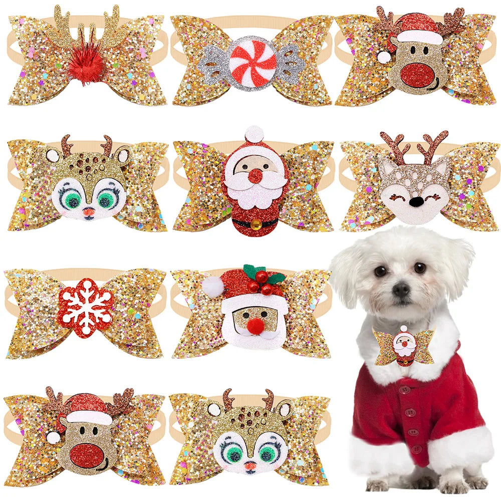 30PCS Fashion Bowties For Christmas Antlers Small Dog