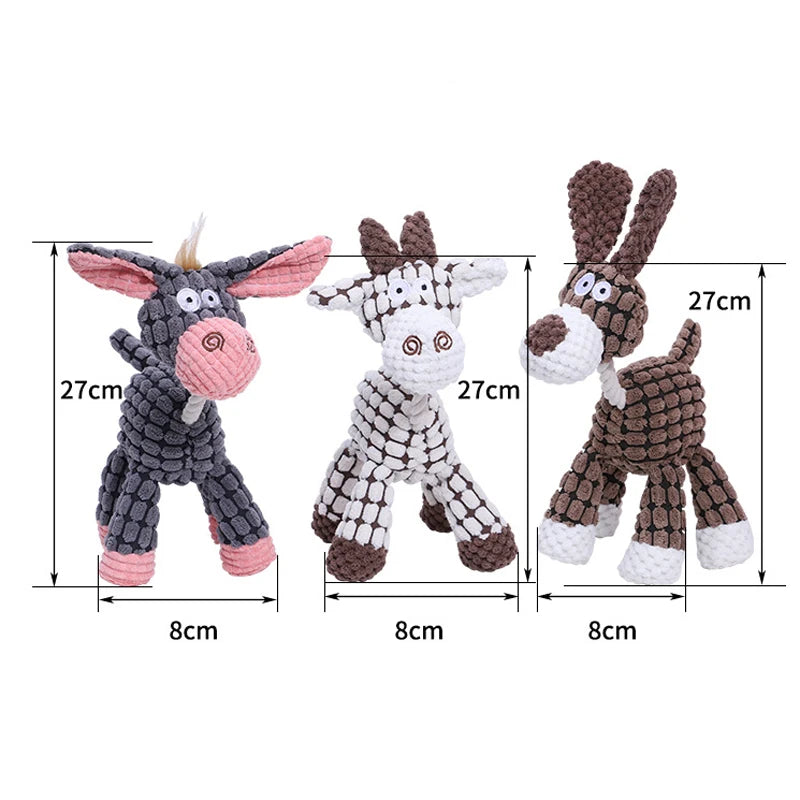Donkey Plush Stuffed Dog Toy Squeaky Chew
