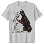 Funny Cute Doberman Tattooing Dalmatian Dog T Shirts Short Sleeve