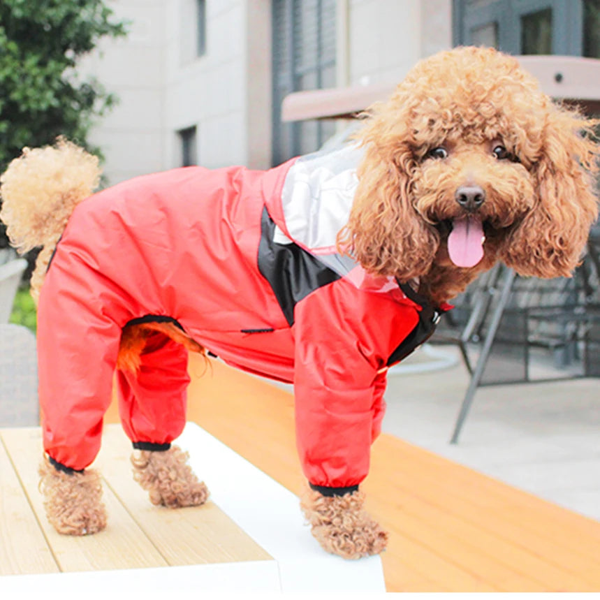 Small Raincoat "The Dog Face" Pet Clothes Jumpsuit Jacket Water Resistant for Small Dogs