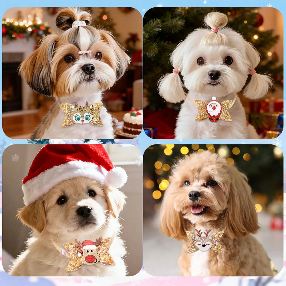 5/10PCS Cute Dog Bowties For New Year Party Adjustable