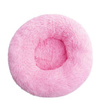Round Pet Bed Super Soft Long Plush Winter Warm Sleeping