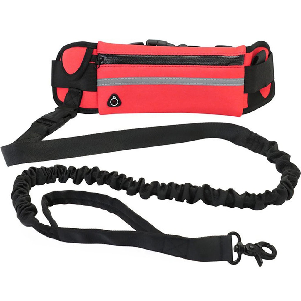 Hands Free Dog Leash Reflective Leash with Waist Bag Retractable Elastic Belt Rope for Running