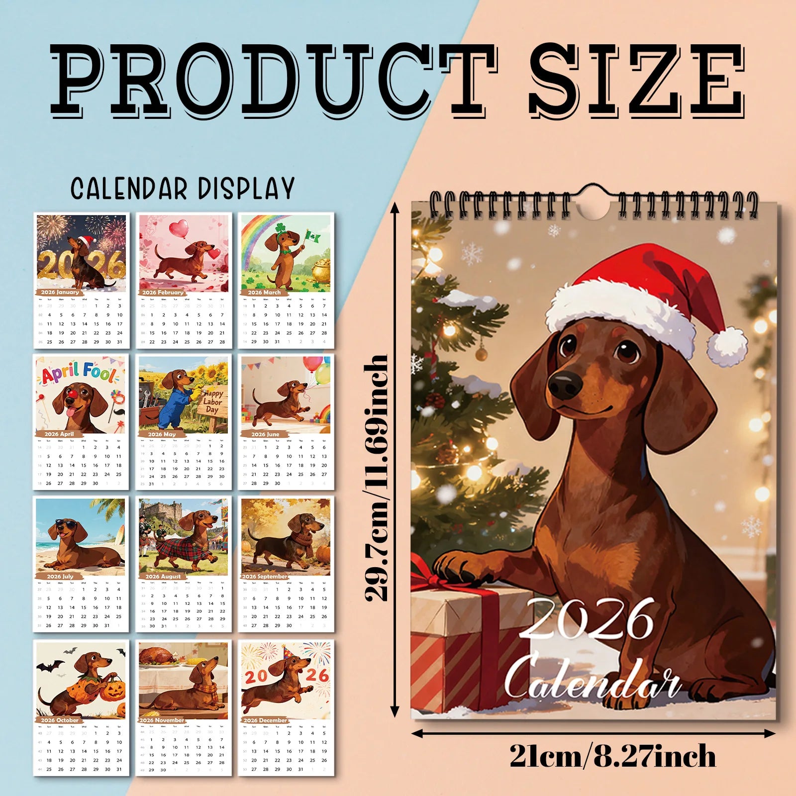 1PC 2026 Funny Dachshund Calendar