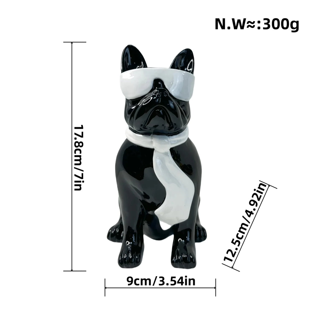 Resin Dog Statues with Sunglasses Cute Animals Figurines Desktop Sculptures
