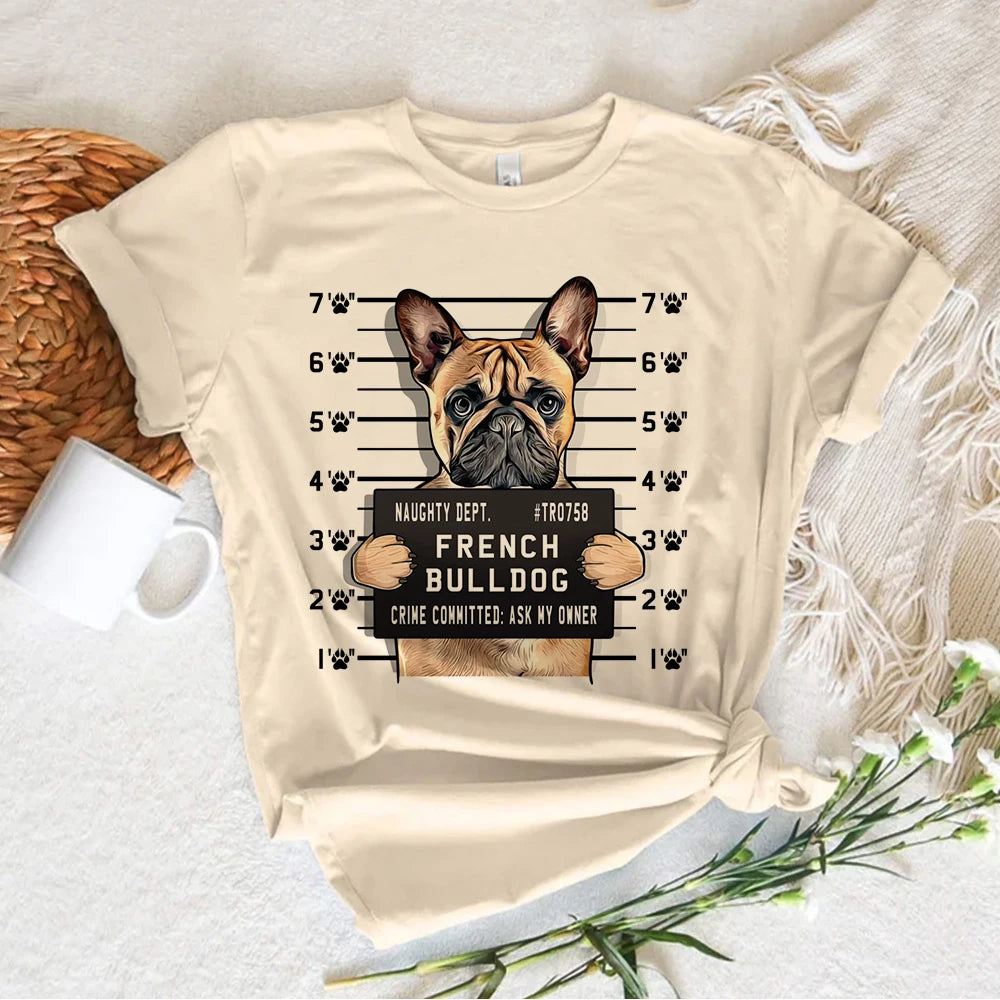 French Bulldog t shirt women designer girl graphic funny clothing