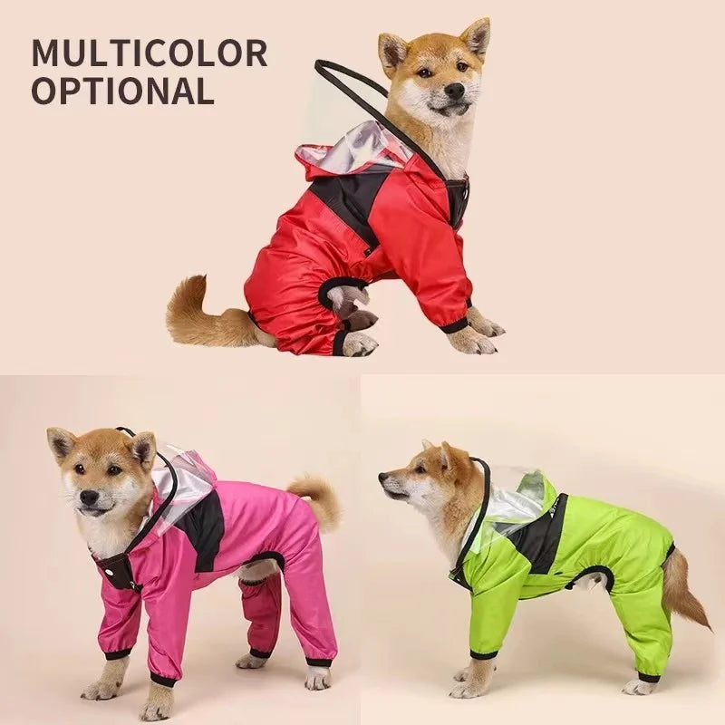 Small Raincoat "The Dog Face" Pet Clothes Jumpsuit Jacket Water Resistant for Small Dogs