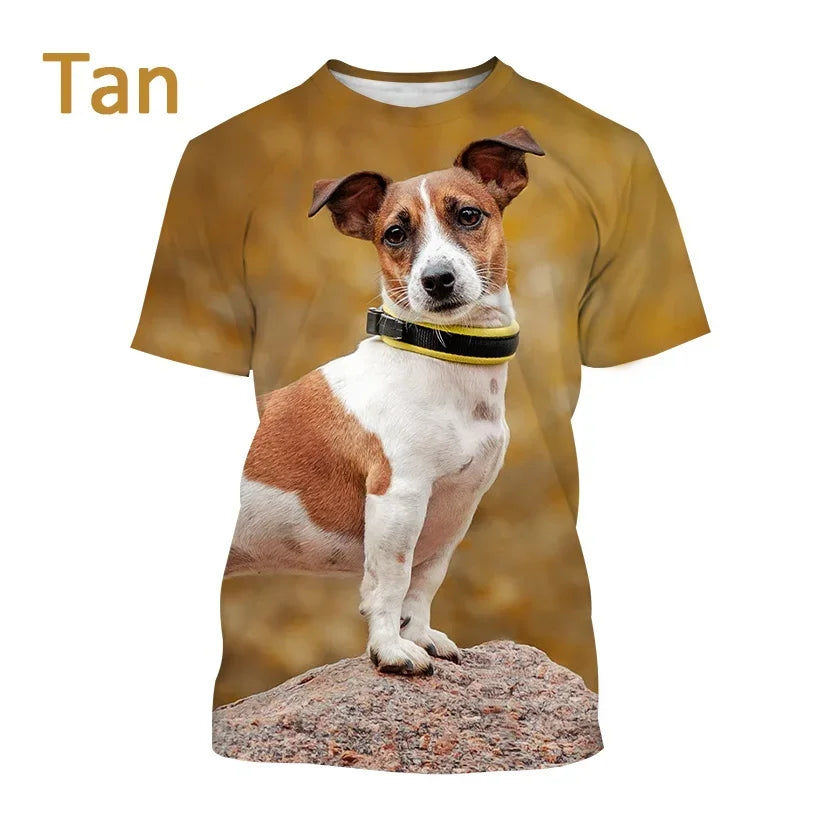 Jack Russell Terrier Dog 3D Printed T-shirt Cute Dog Print Unisex Casual Top Tees
