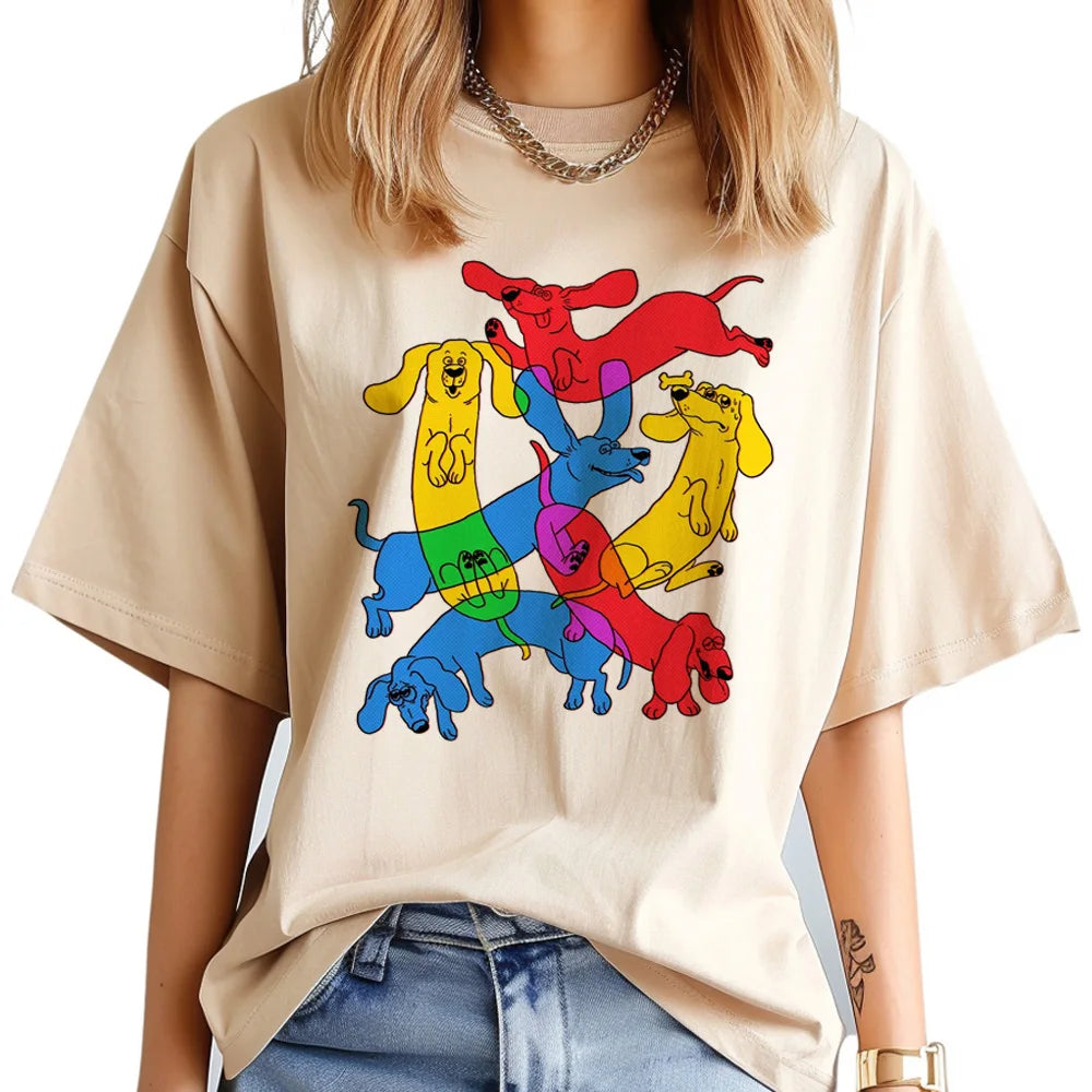 Dachshund t-shirts women funny harajuku clothing
