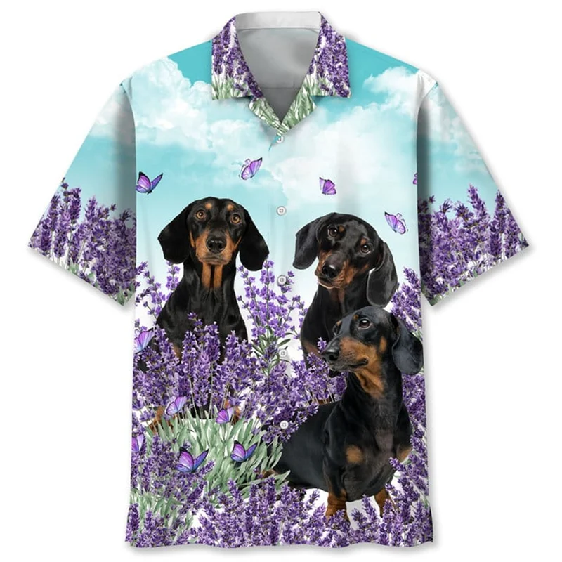Cartoon Dachshund Dog 3d Printed Shirt Animal Pets Graphics Short Sleeves