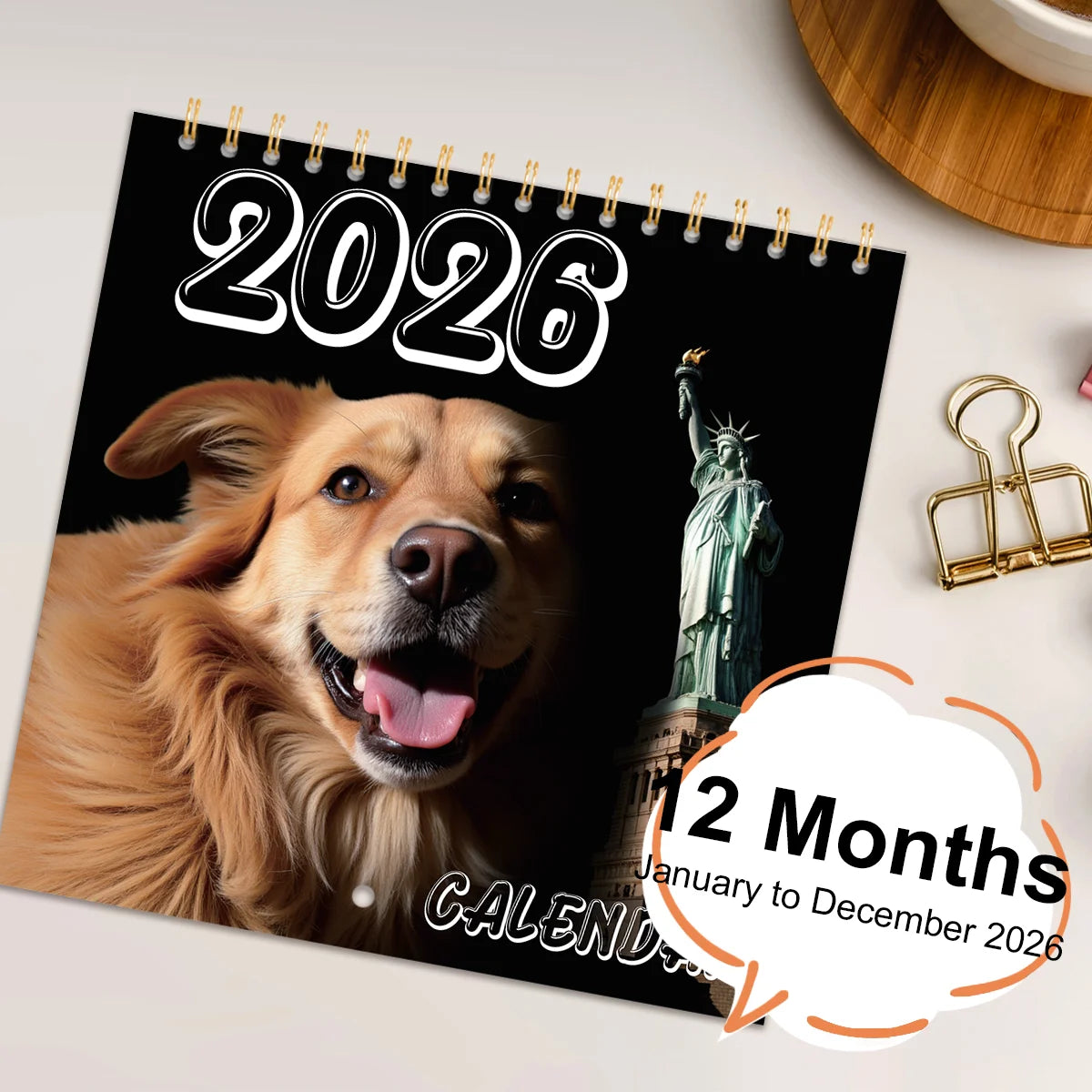Funny Magical Dog Wall Calendar 2026