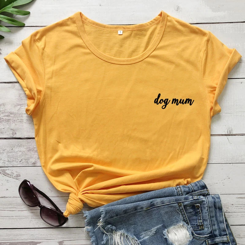 dog mum pocket tshirt cute women short sleeve