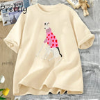 Funny T Shirt Cute Pet Dog Print Cotton Short Sleeve Tees Woman Clothing
