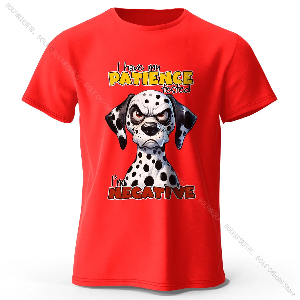 Cartoon Dog Portrait Print 100% Cotton T-Shirt, Soft Fabric Round Neck Short Sleeve Tee