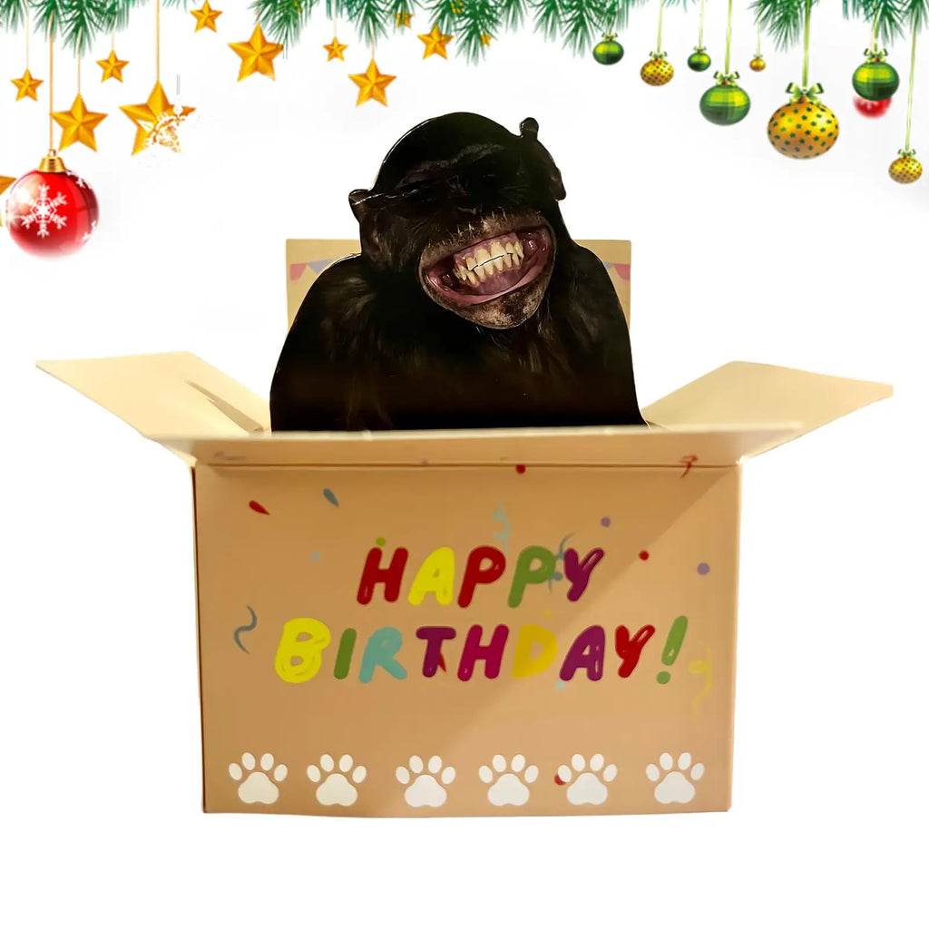 3D Popup Happy Birthday Card Dog or Monkey