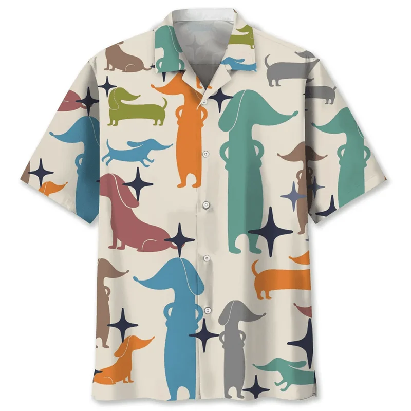 Cartoon Dachshund Dog 3d Printed Shirt Animal Pets Graphics Short Sleeves