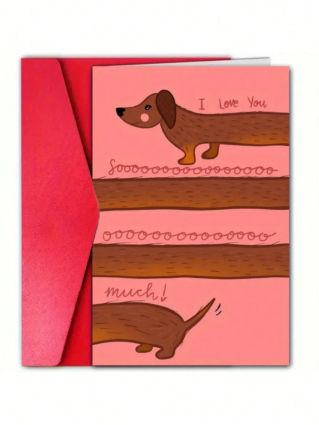Valentine's Day Greeting Card with Envelope, Love You So Much Dachshund Design