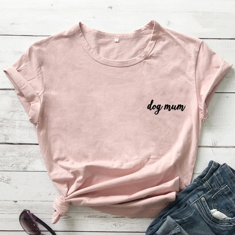 dog mum pocket tshirt cute women short sleeve
