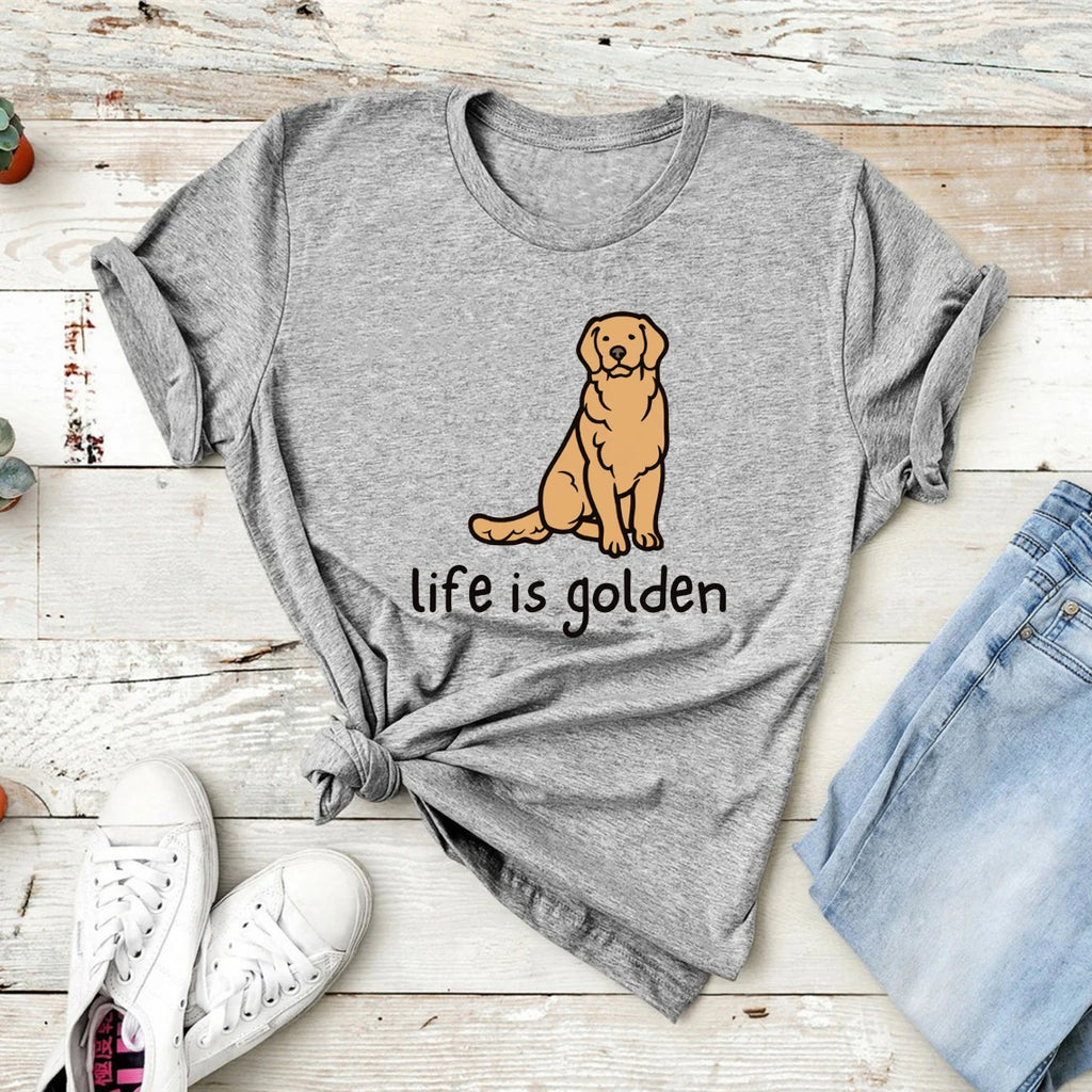 Cute Golden Retriever Dog Mom Tshirt Life Is Golden Shirt Short Sleeve