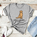 Cute Golden Retriever Dog Mom Tshirt Life Is Golden Shirt Short Sleeve