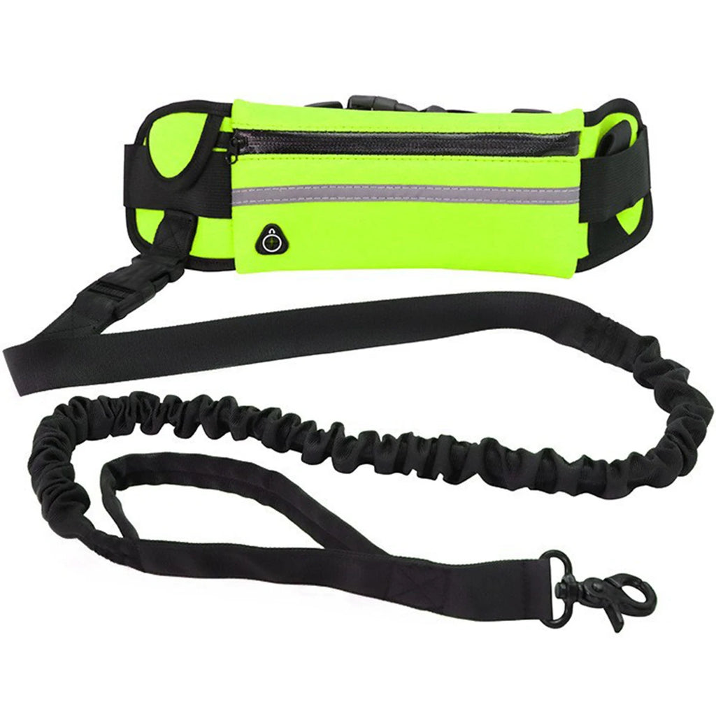 Hands Free Dog Leash Reflective Leash with Waist Bag Retractable Elastic Belt Rope for Running