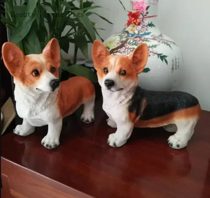 Corgi Dog Figurines Modern Decoration Resin Craft and Garden Decoration