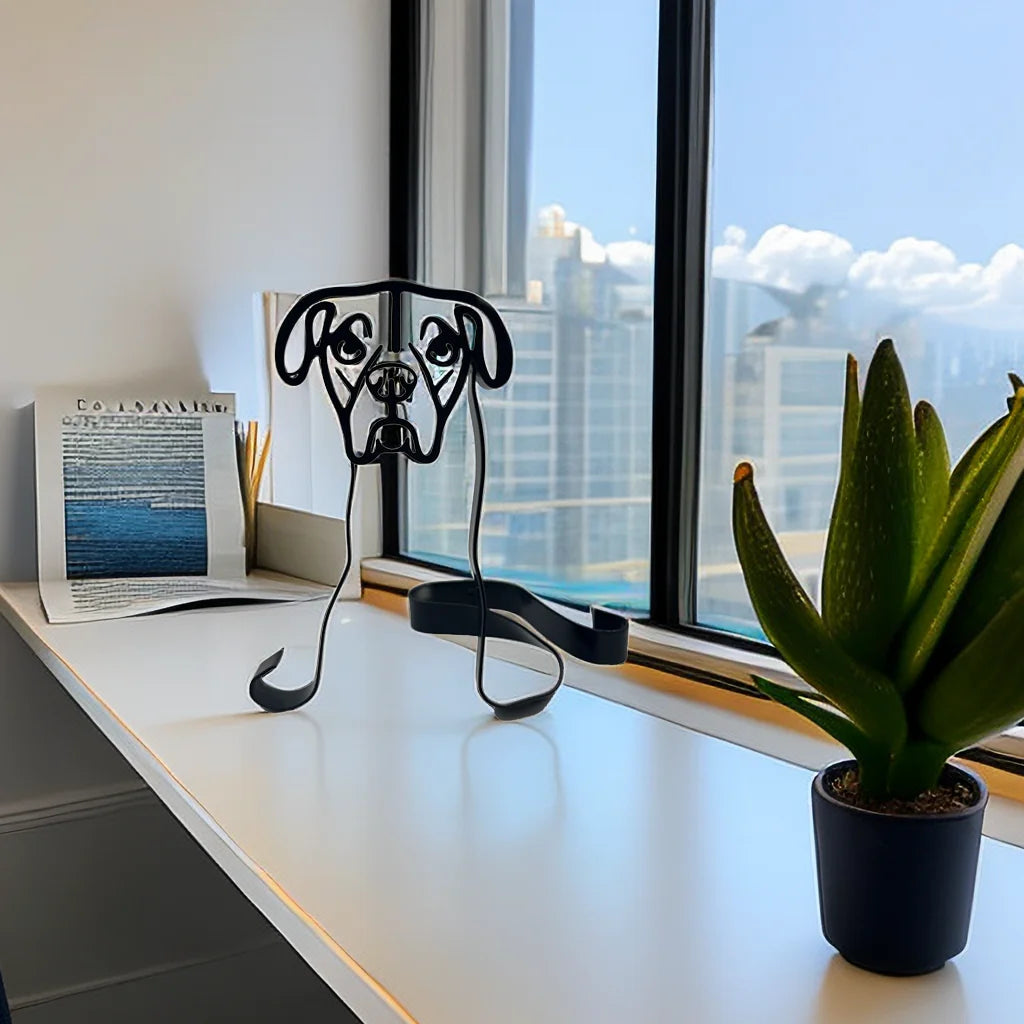 Art Sculpture Metal Dog Abstract Wall Figurines for Office Desktop Home