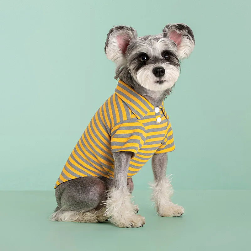 Polo Shirts Summer Striped Cotton Puppy Pullover