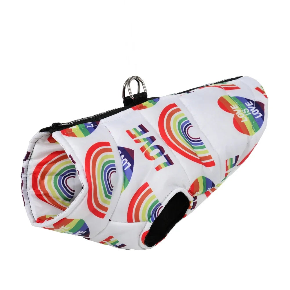 Rainbow Jacket Coat For Small Medium Dogs Winter Warm Fleece