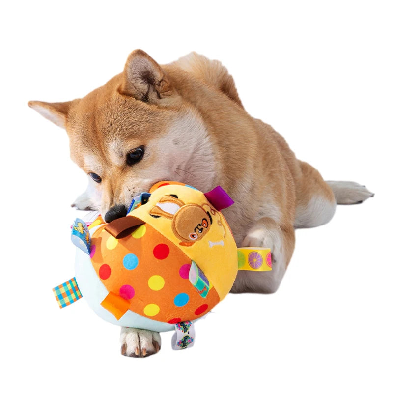 Interactive Ball Toy for Chewers Training Decompress Plush Handle with Bells Pet Supplies