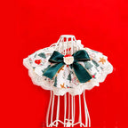 Christmas Pet Bib with Lace Bell Plaid Bow Austable Neckwear