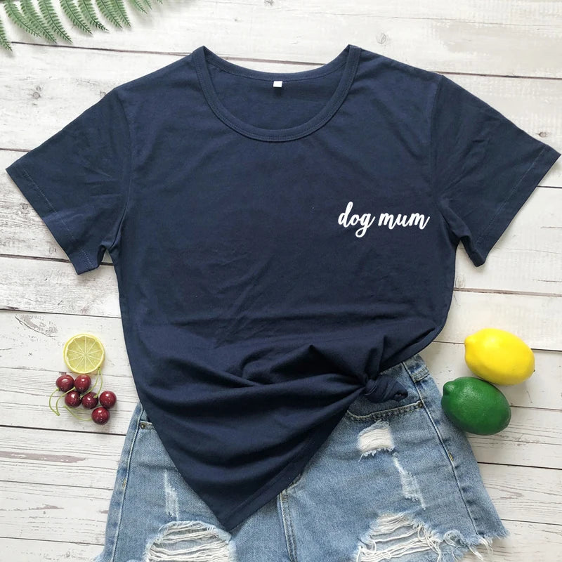 dog mum pocket tshirt cute women short sleeve