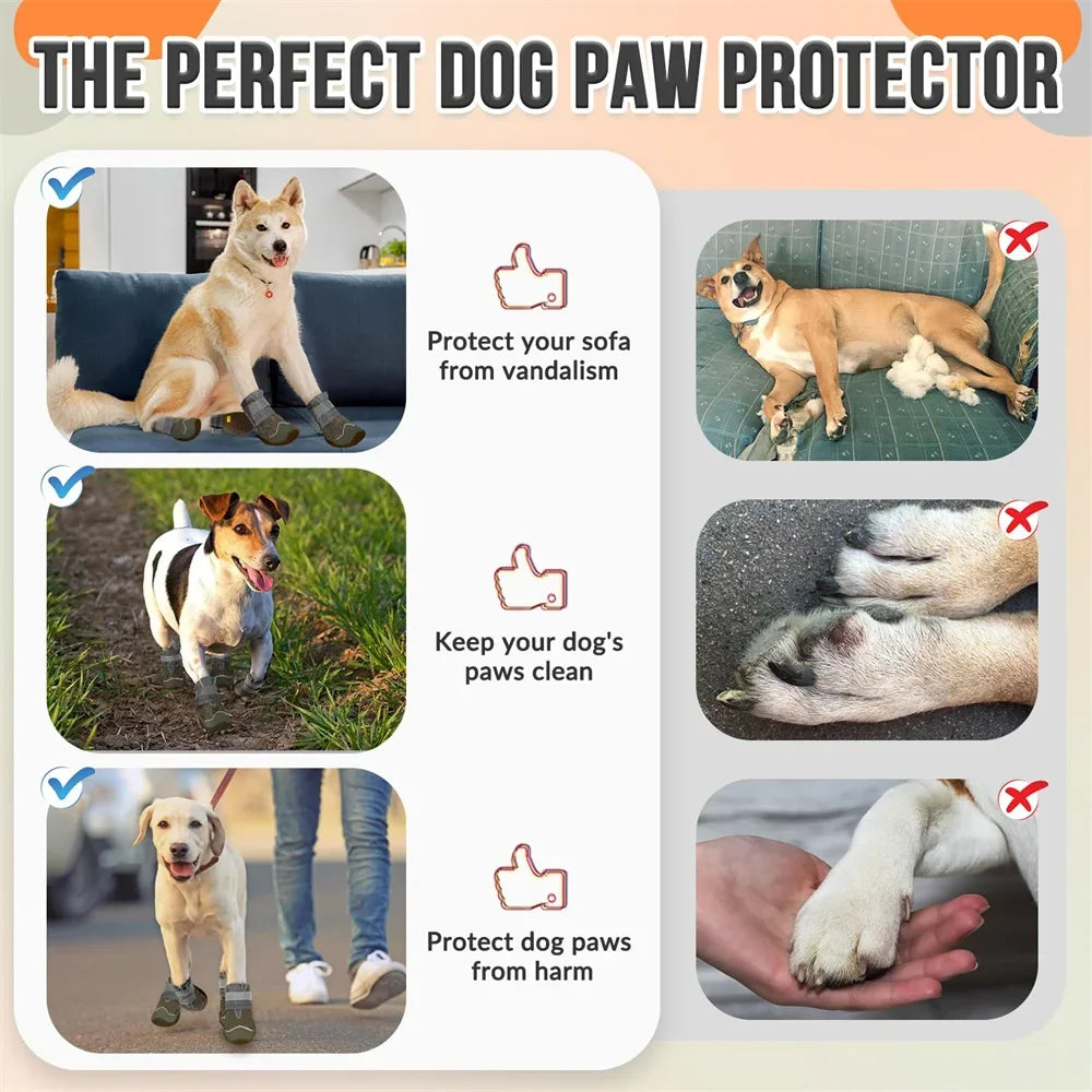 Breathable Anti Slip Booties for Large Medium Small Dogs Hot Pavement, Winter, Snow, Hiking