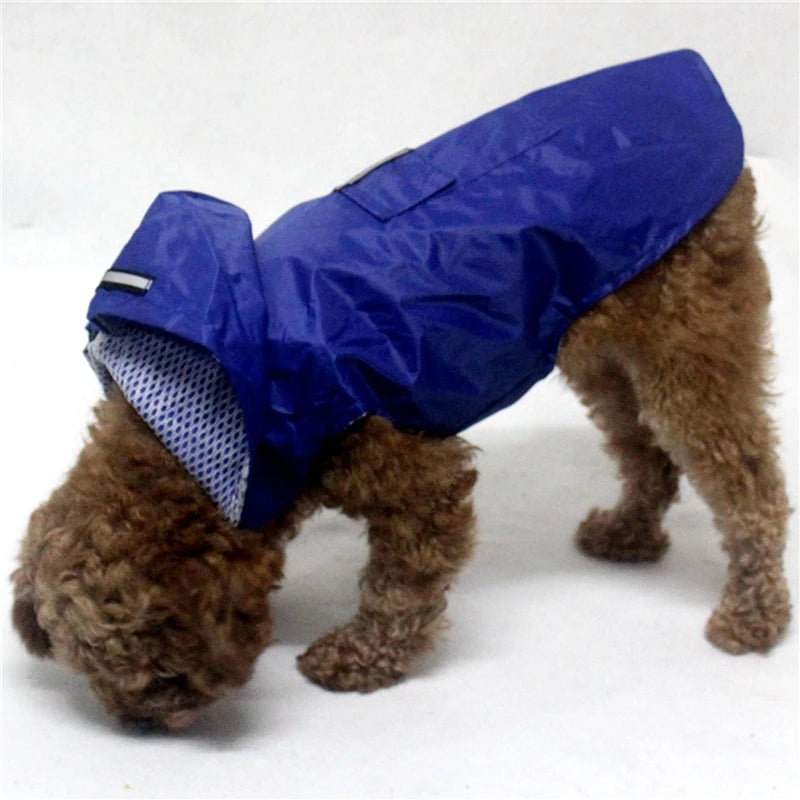 Raincoat Waterproof Hoodie Jacket Rain Pet Rainwear with Reflective Stripe