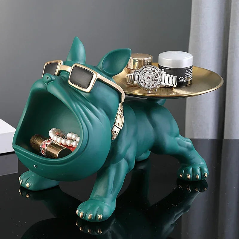 Bulldog Figurine Dog Statue Storage Animal Ornament Resin Craft