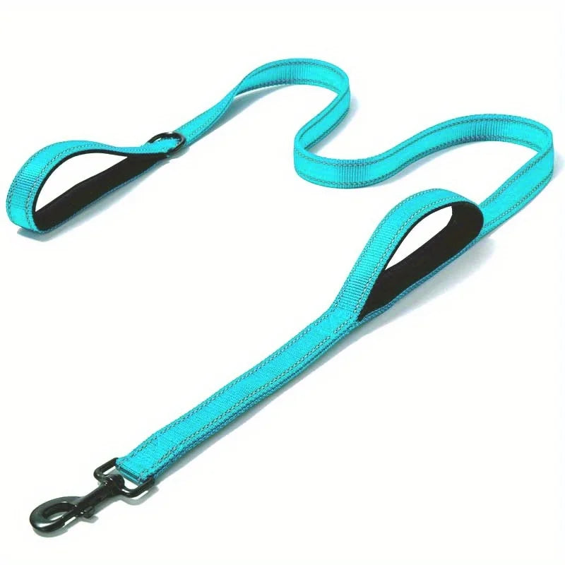 Double Handle Dog Leash, Double-Sided Reflective Night Safety