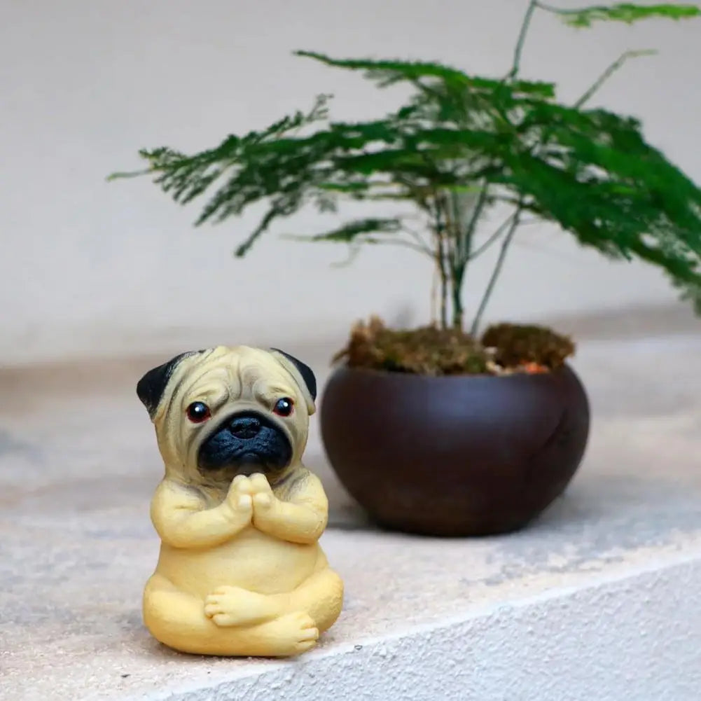 Sitting Figurine Dog Sculpture Yoga Meditation