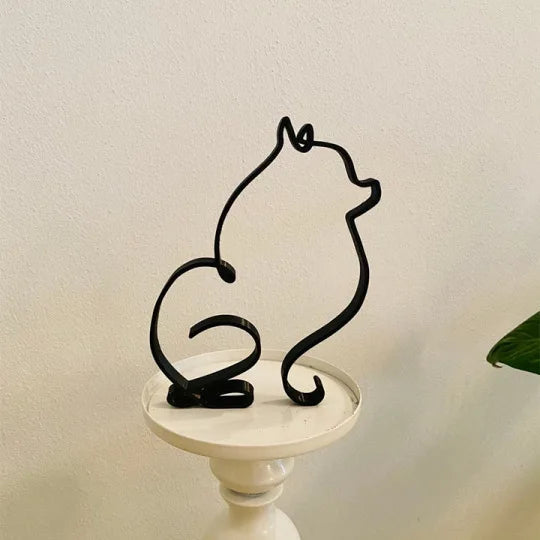 Art Sculpture Metal Dog Abstract Wall Figurines for Office Desktop Home