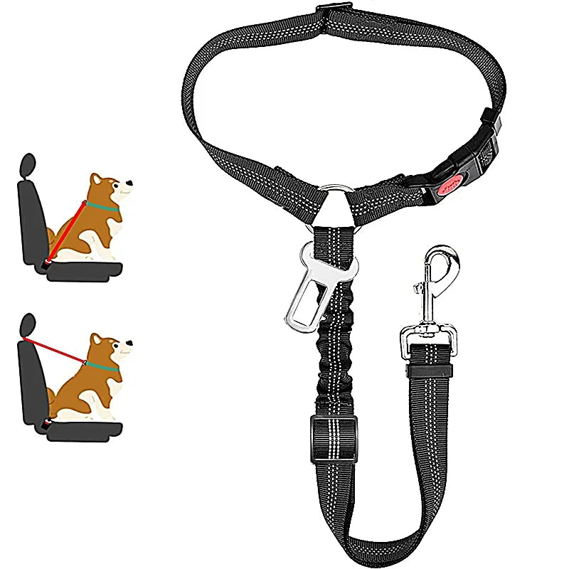 2 in 1 Adjustable Car Seat Belt Harness Clip Buckle Tether Travel for Dogs Pet Accessories