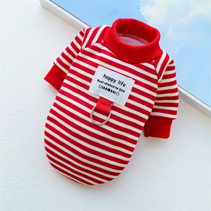 Small Dogs Striped Hoodies Autumn Winter Jacket Pet Pullover