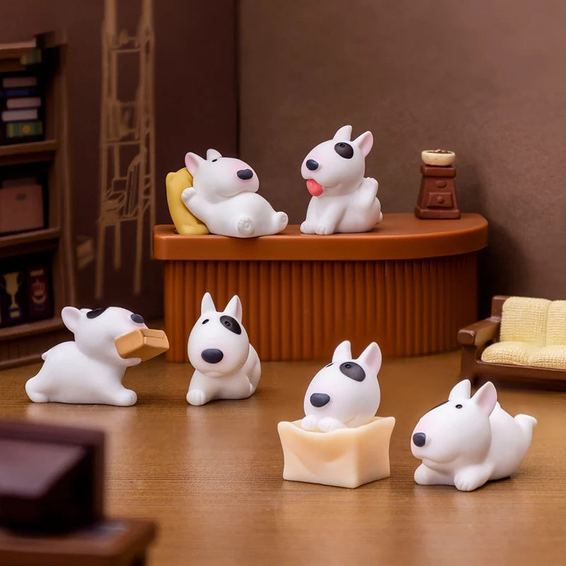 Cute Mini Bullhead Terrier Dog Figurines Micro Landscape﻿ Car Dashboard Home Desktop