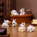 Cute Mini Bullhead Terrier Dog Figurines Micro Landscape﻿ Car Dashboard Home Desktop