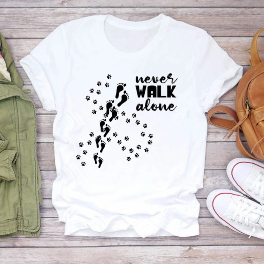 Human Foot Dog Paws Printed T-Shirt Funny Loose Casual Pet Owner Clothes
