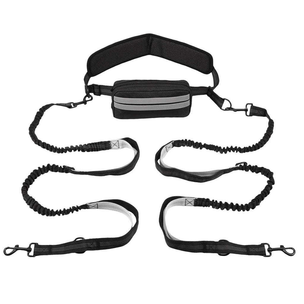 Hands Free Dog Leash Reflective Leash with Waist Bag Retractable Elastic Belt Rope for Running