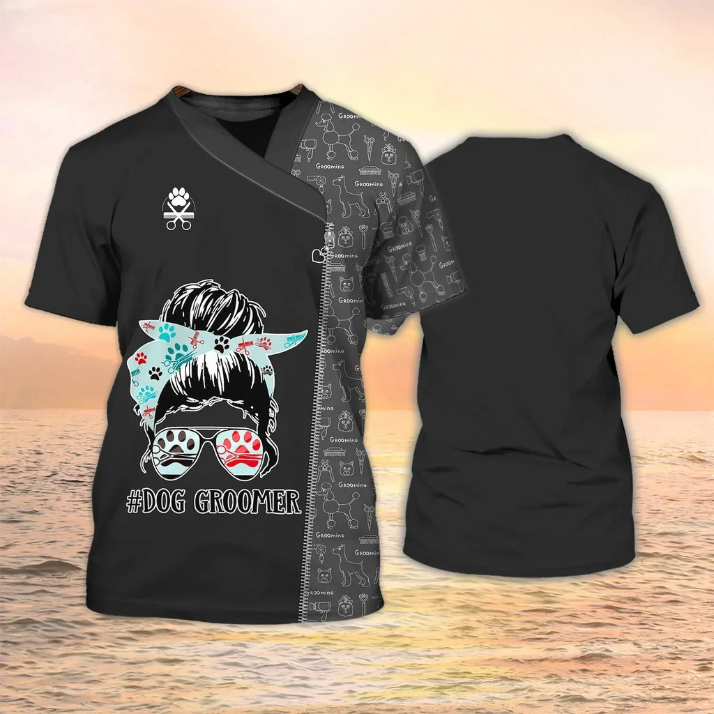 Pet Groomer Printed T-shirt Dog Unisex Summer Casual Fashion Designer Clothes