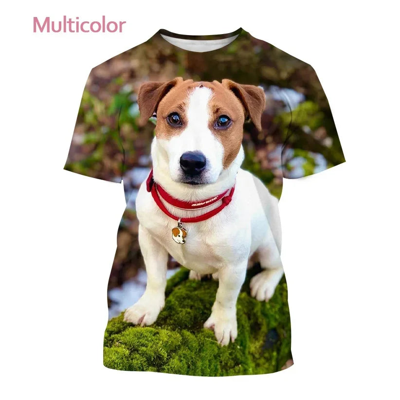 Jack Russell Terrier Dog 3D Printed T-shirt Cute Dog Print Unisex Casual Top Tees