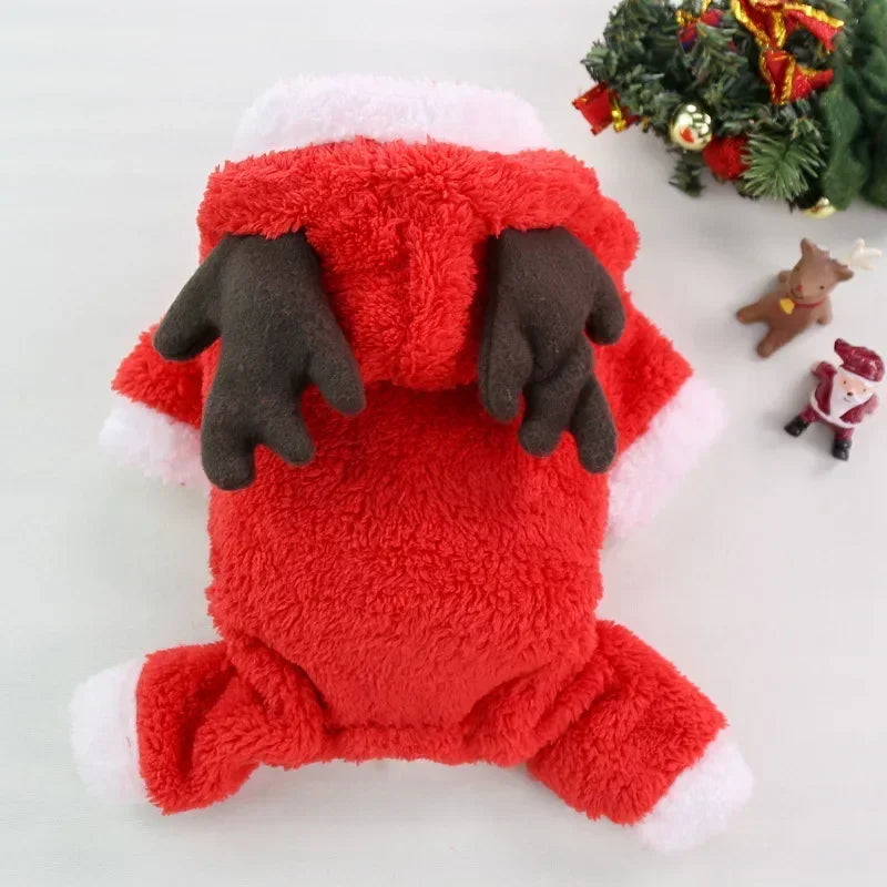 Elk Santa Claus Small Dog Hoodies Christmas