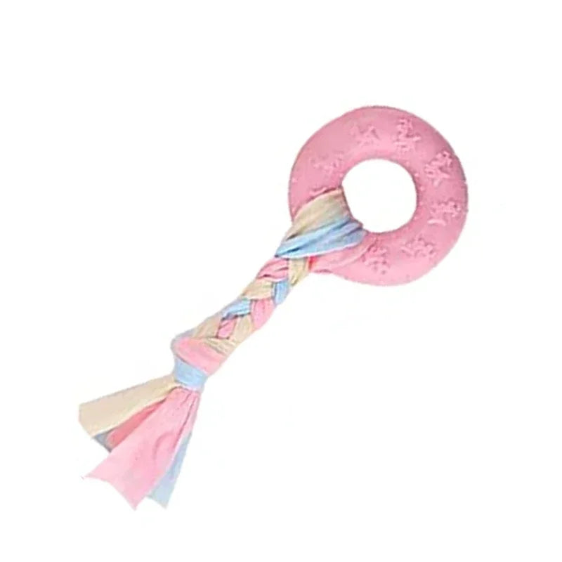 Cleaning Teeth Pink Soft Rubber Bone Funny Ball Interactive Donut Treat Set for Small Dogs