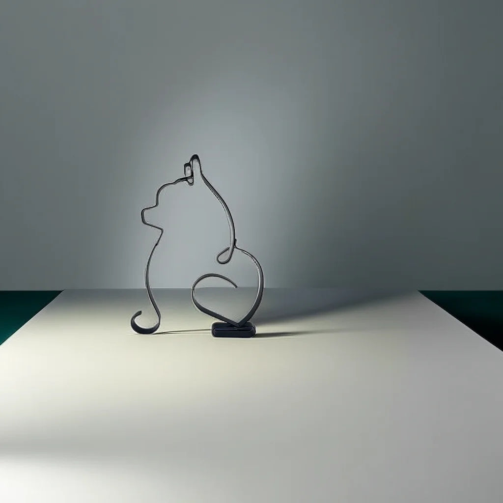 Art Sculpture Metal Dog Abstract Wall Figurines for Office Desktop Home